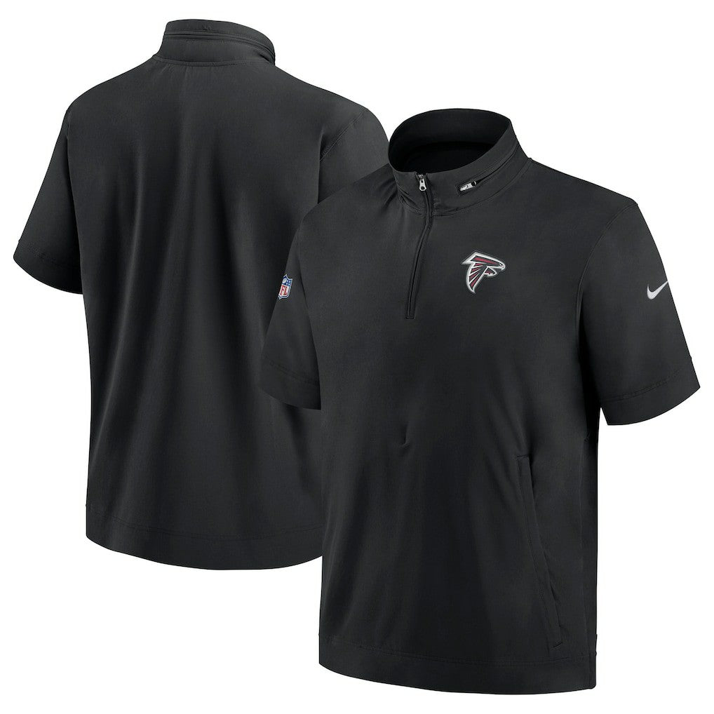 Atlanta Falcons Sideline Coach Short Sleeve Hoodie Quarter-Zip Jacket - Black for sale
