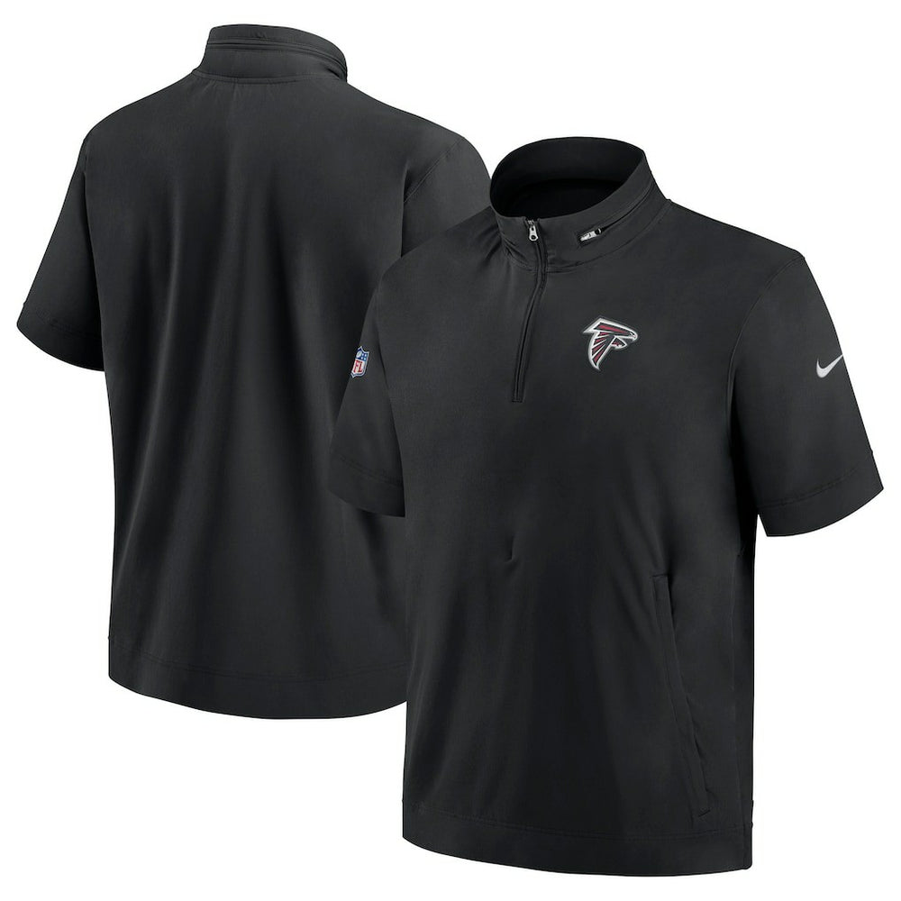Atlanta Falcons Sideline Coach Short Sleeve Hoodie Quarter-Zip Jacket - Black for sale