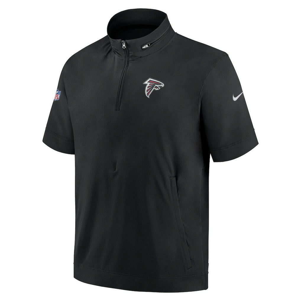 Atlanta Falcons Sideline Coach Short Sleeve Hoodie Quarter-Zip Jacket - Black for sale