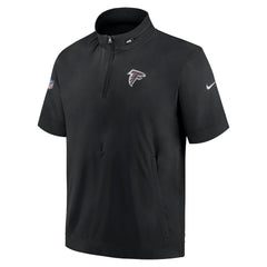 Atlanta Falcons Sideline Coach Short Sleeve Hoodie Quarter-Zip Jacket - Black for sale