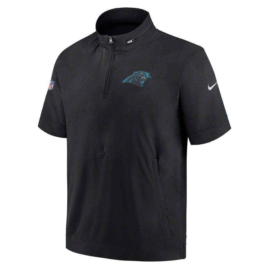 Carolina Panthers Sideline Coach Short Sleeve Hoodie Quarter-Zip Jacket - Black for sale