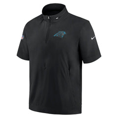 Carolina Panthers Sideline Coach Short Sleeve Hoodie Quarter-Zip Jacket - Black for sale