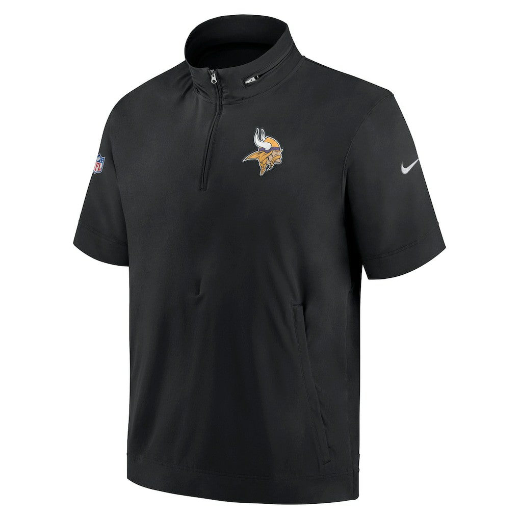 Minnesota Vikings Sideline Coach Short Sleeve Hoodie Quarter-Zip Jacket - Black online