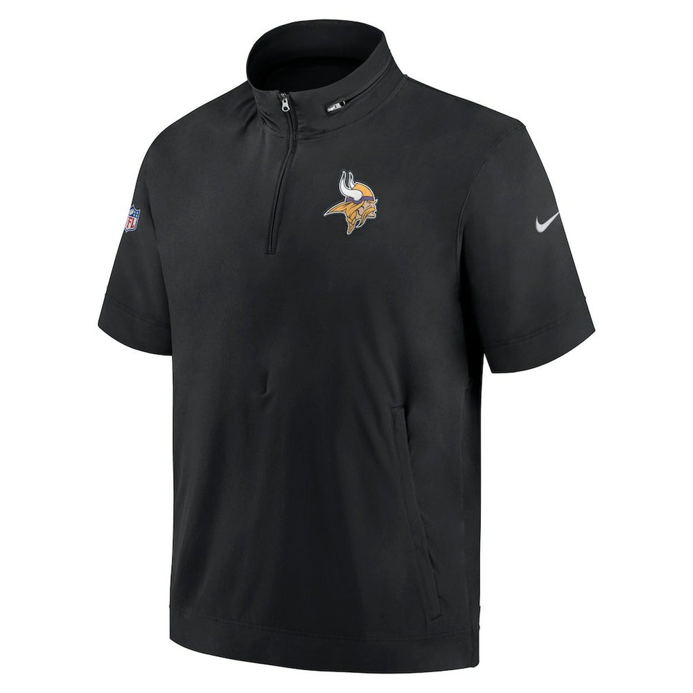 Minnesota Vikings Sideline Coach Short Sleeve Hoodie Quarter-Zip Jacket - Black online