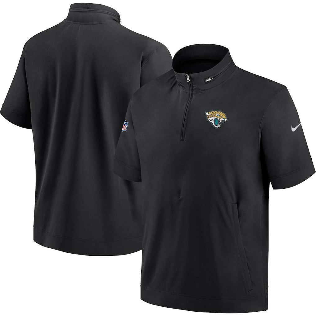 Jacksonville Jaguars Sideline Coach Short Sleeve Hoodie Quarter-Zip Jacket - Black outlet