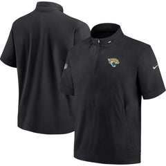 Jacksonville Jaguars Sideline Coach Short Sleeve Hoodie Quarter-Zip Jacket - Black outlet