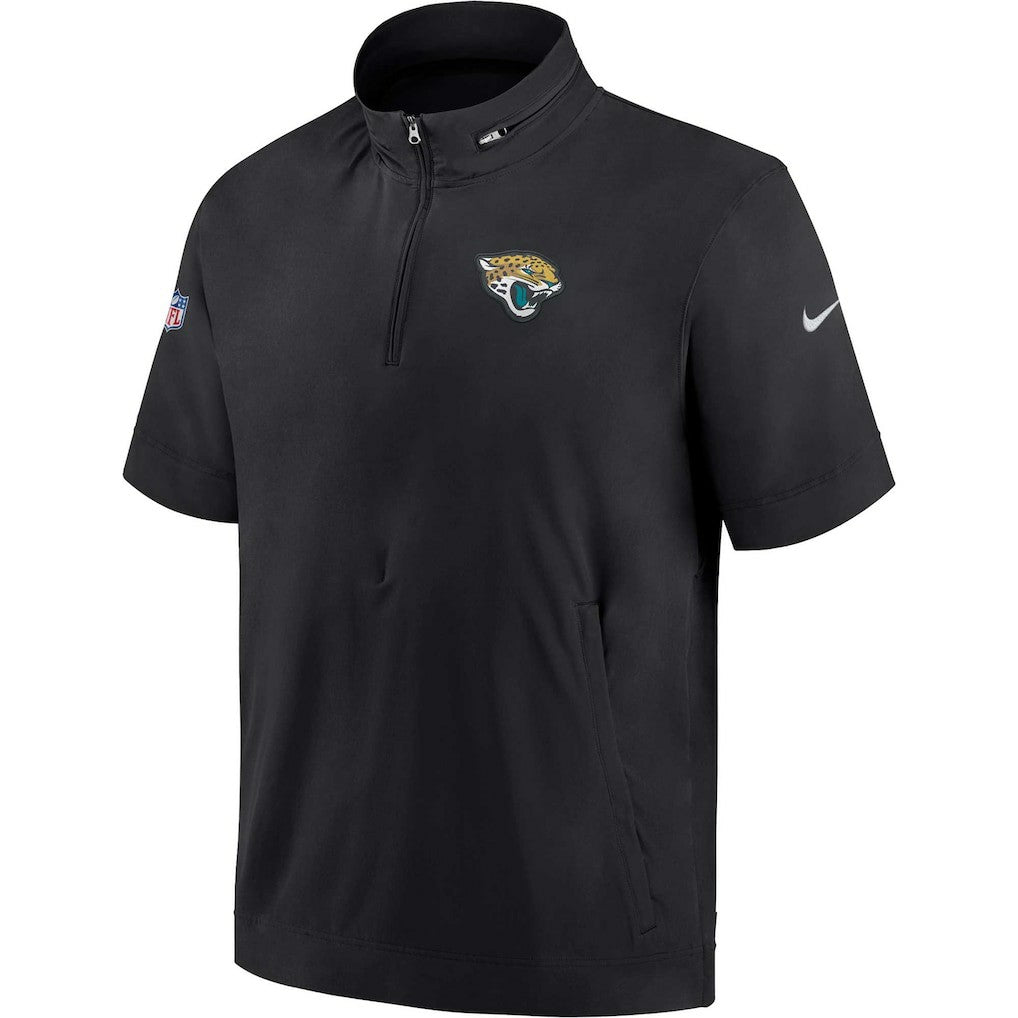 Jacksonville Jaguars Sideline Coach Short Sleeve Hoodie Quarter-Zip Jacket - Black outlet