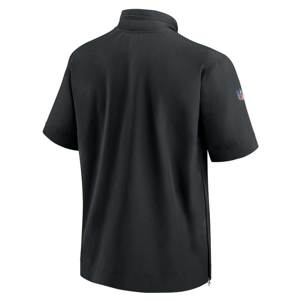 New York Jets Sideline Coach Short Sleeve Hoodie Quarter-Zip Jacket - Black on sale