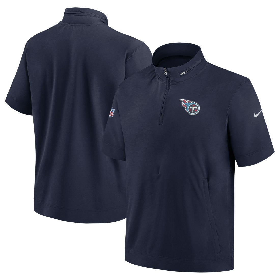 Tennessee Titans Sideline Coach Short Sleeve Hoodie Quarter-Zip Jacket - Navy outlet