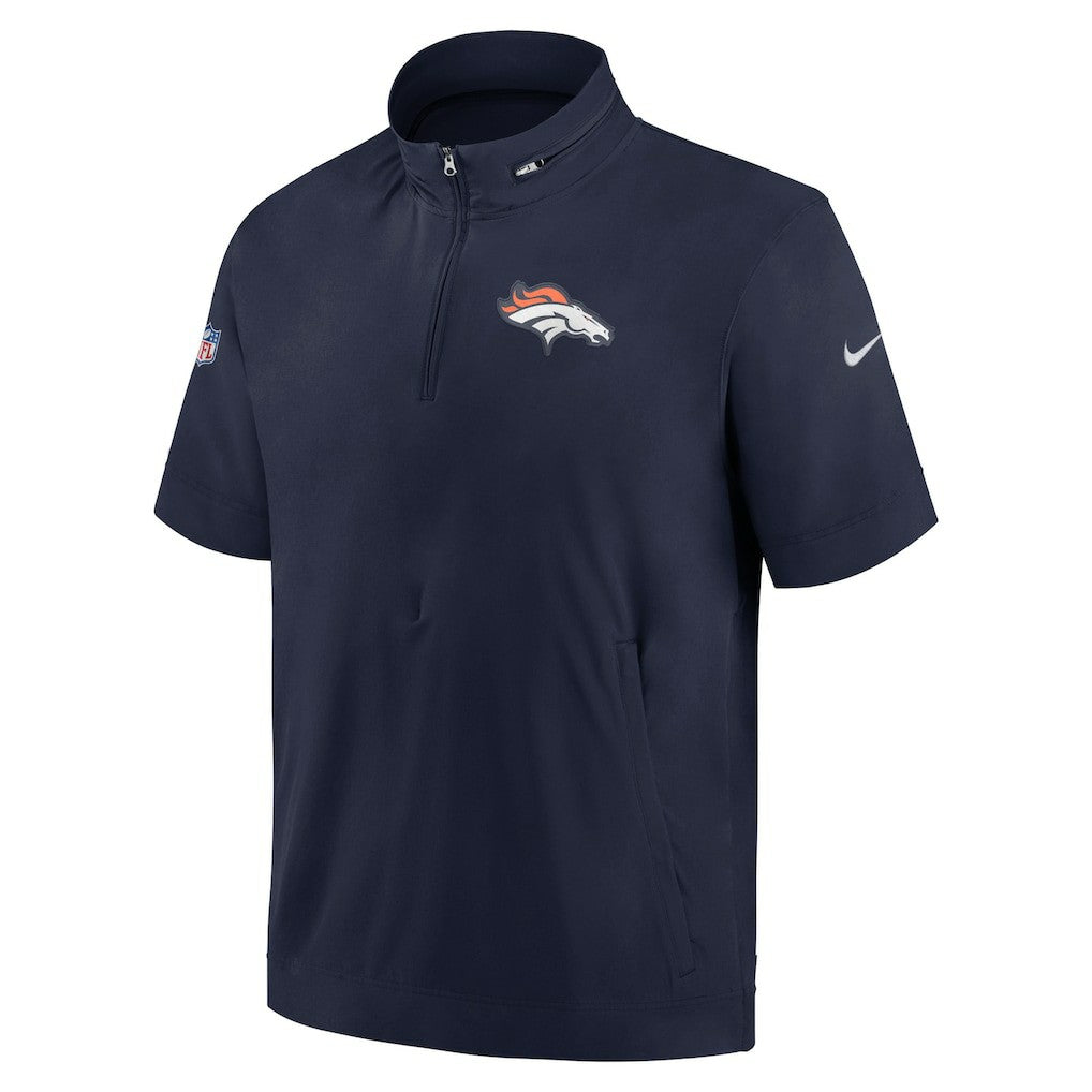Denver Broncos Sideline Coach Short Sleeve Hoodie Quarter-Zip Jacket - Navy outlet