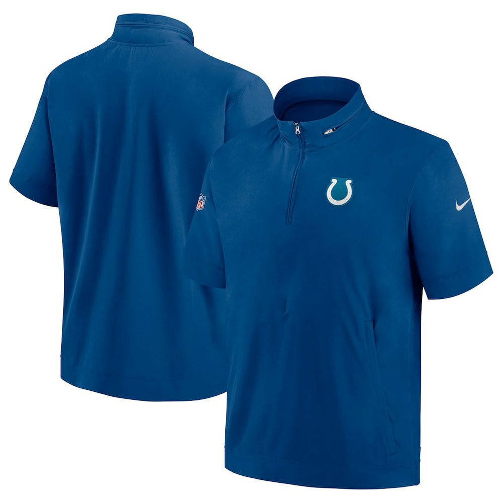 Indianapolis Colts Sideline Coach Short Sleeve Hoodie Quarter-Zip Jacket - Royal sale