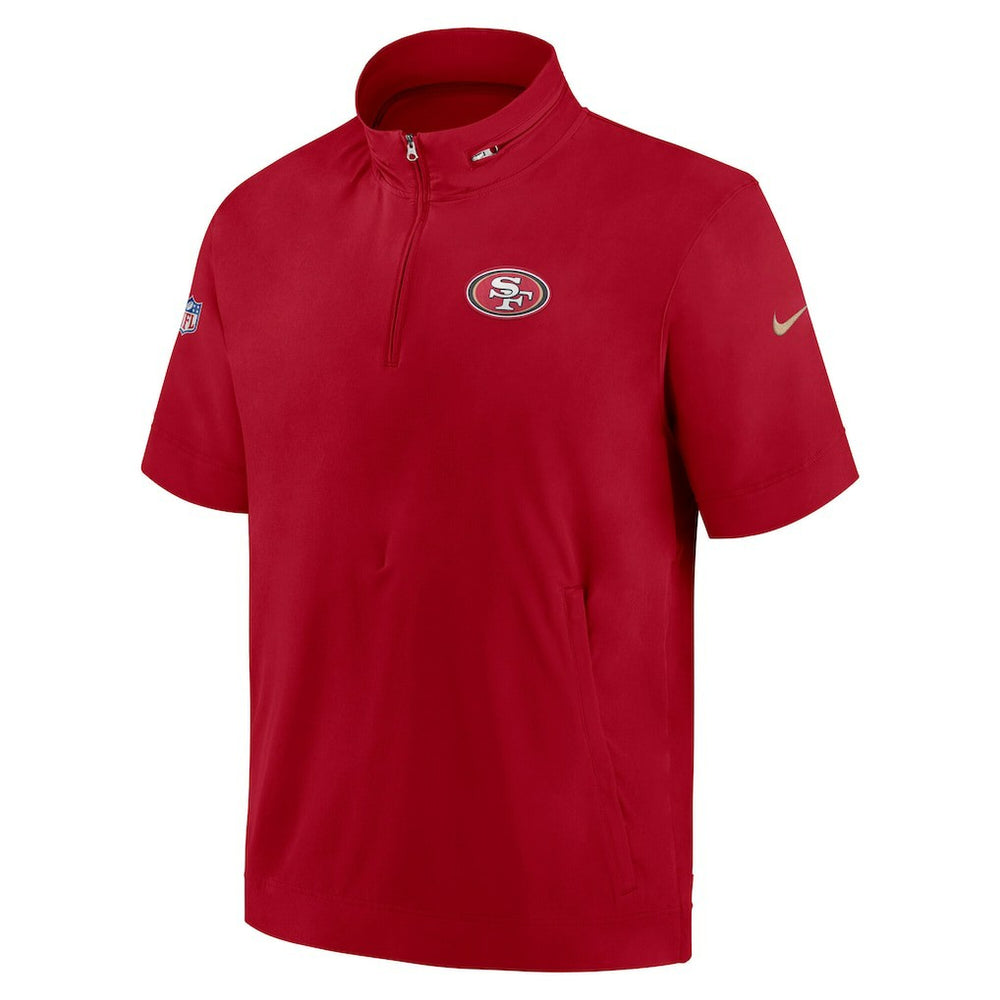 San Francisco 49ers Sideline Coach Short Sleeve Hoodie Quarter-Zip Jacket - Scarlet sale