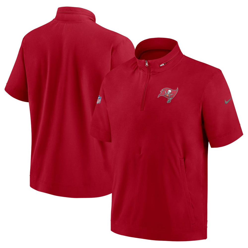 Tampa Bay Buccaneers Sideline Coach Short Sleeve Hoodie Quarter-Zip Jacket - Red on sale