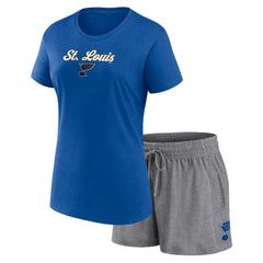 St. Louis Blues Fanatics Women's Script T-Shirt & Shorts Set - Blue/Gray Shorts