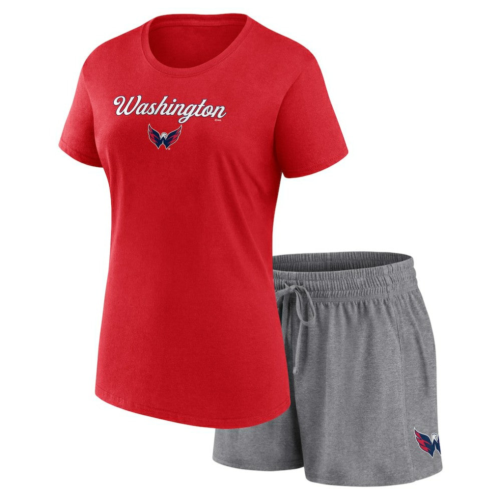 Washington Capitals Fanatics Women's Script T-Shirt & Shorts Set - Red/Heather Gray Shorts