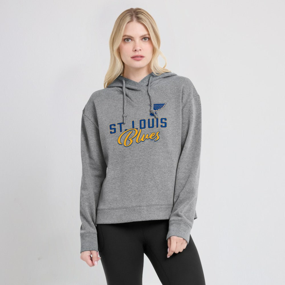 St. Louis Blues Fanatics Women's Script Favorite Pullover Hoodie - Heather Gray Hoodies