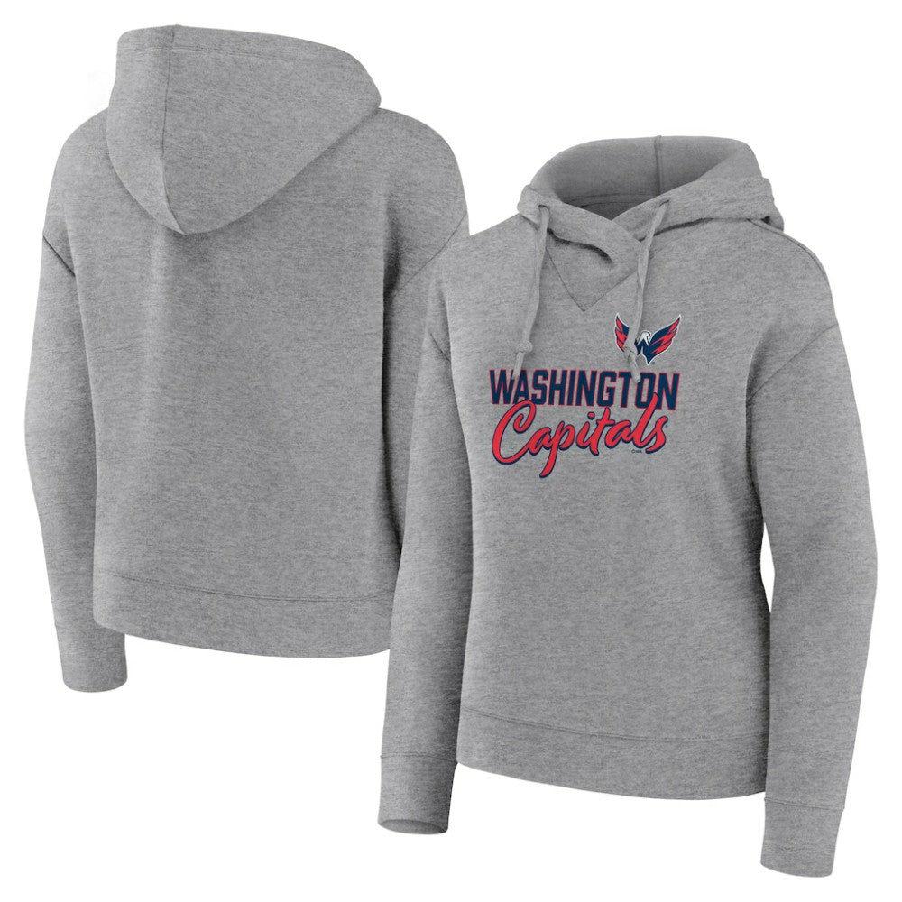 Washington Capitals Fanatics Women's Script Favorite Pullover Hoodie - Heather Gray Hoodies