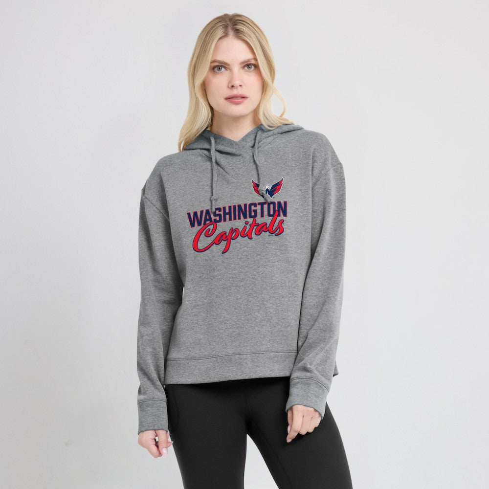 Washington Capitals Fanatics Women's Script Favorite Pullover Hoodie - Heather Gray Hoodies