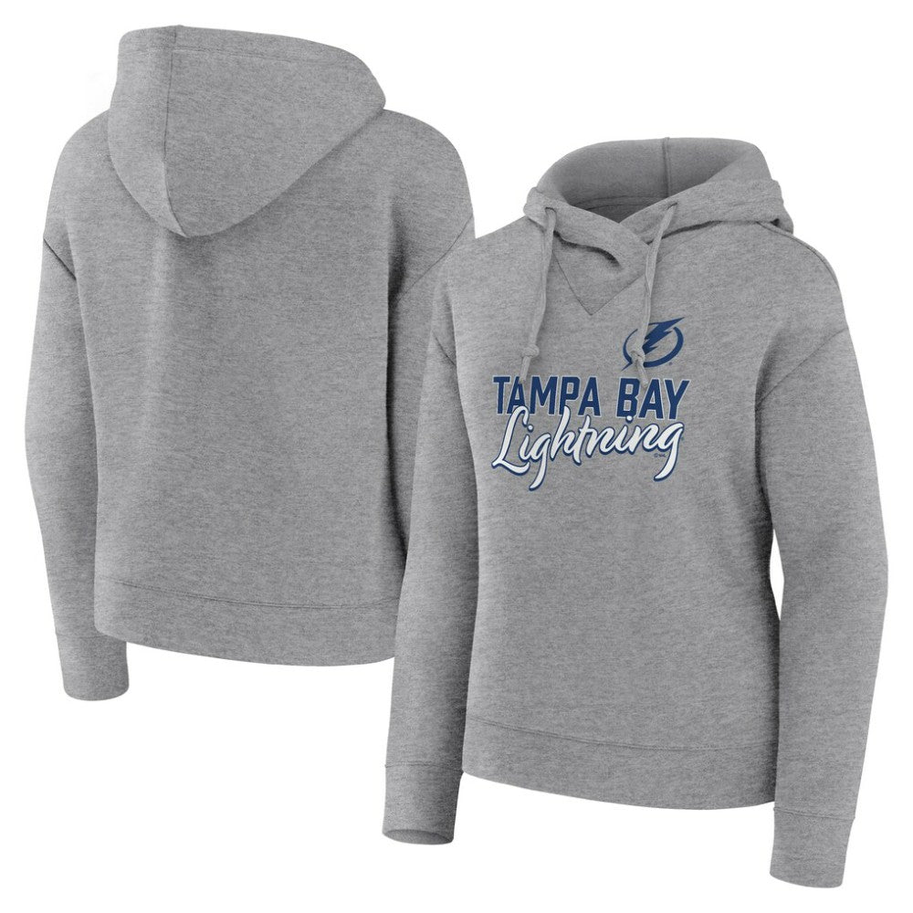 Tampa Bay Lightning Fanatics Women's Script Favorite Pullover Hoodie - Heather Gray Hoodies
