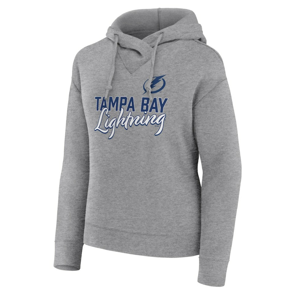 Tampa Bay Lightning Fanatics Women's Script Favorite Pullover Hoodie - Heather Gray Hoodies