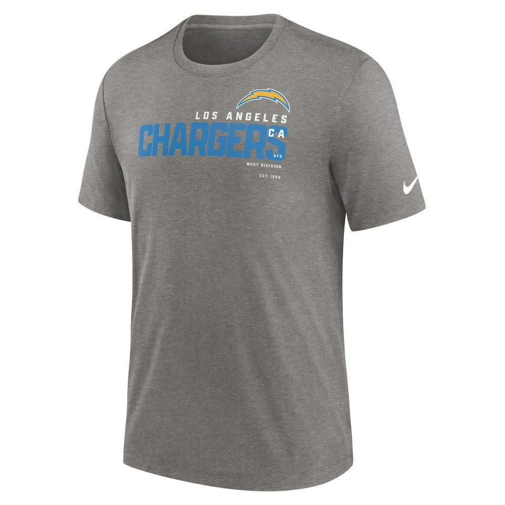 Los Angeles Chargers Team Tri-Blend T-Shirt - Heather Charcoal discount