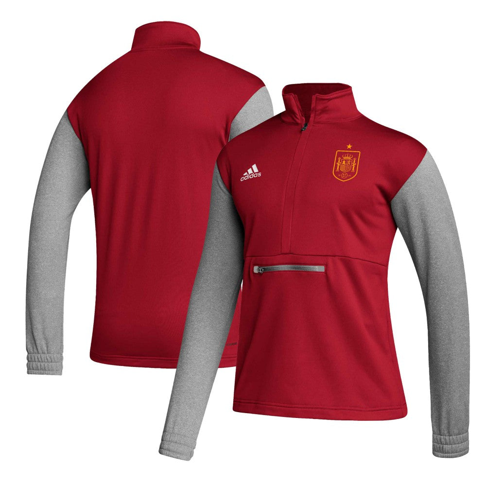 Spain National Team Crest Long Sleeve Half-Zip Top - Red on sale