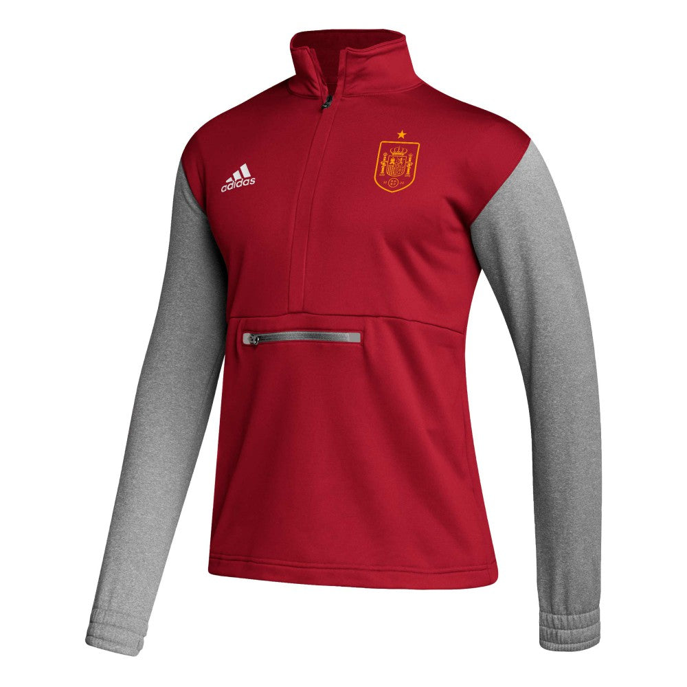 Spain National Team Crest Long Sleeve Half-Zip Top - Red on sale