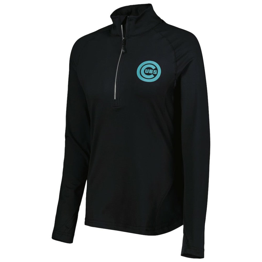 Chicago Cubs Levelwear Women's Energy Quarter-Zip Jacket Black