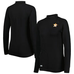 Houston Astros Levelwear Women's Verse Asymmetrical Raglan Tri-Blend Quarter-Zip Jacket Black