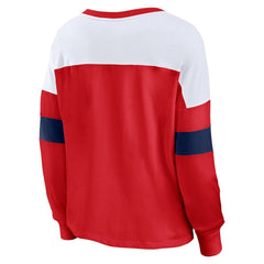 St. Louis Cardinals Women's Even Match Lace-Up Long Sleeve V-Neck T-Shirt Red/White