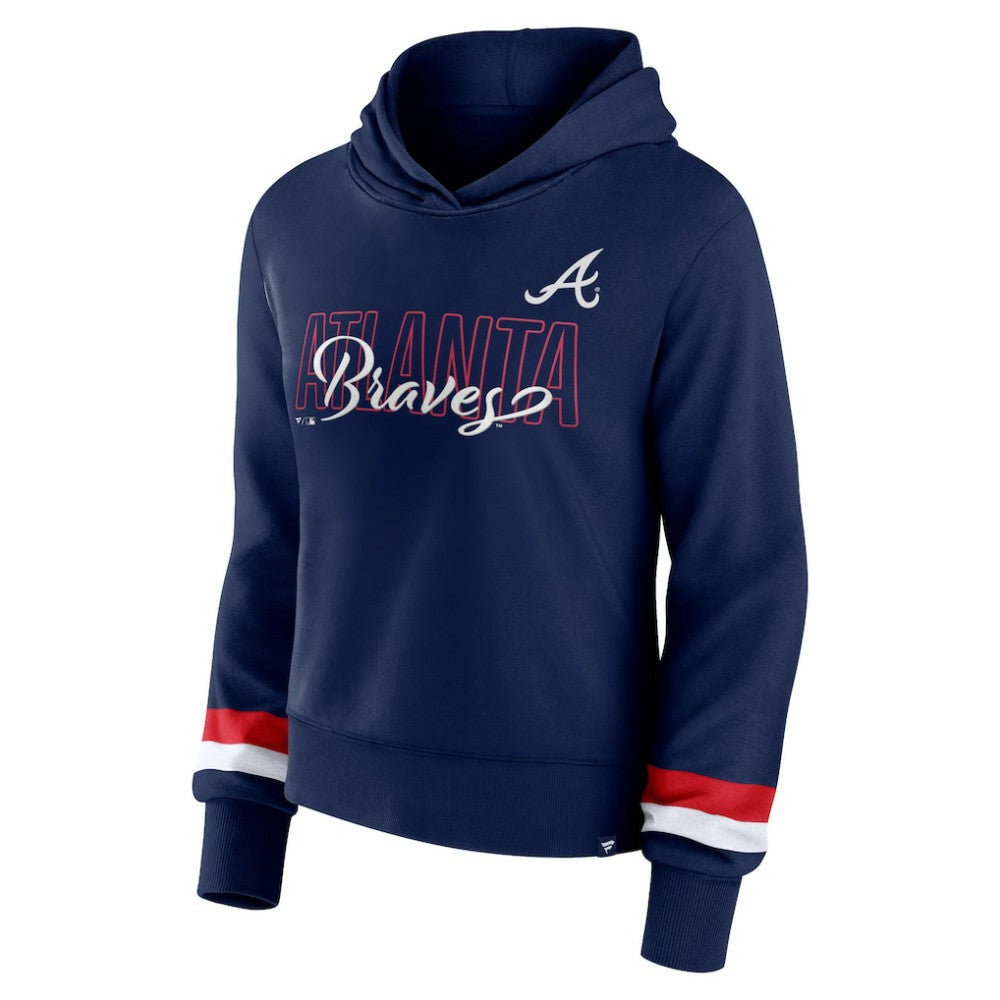 Atlanta Braves Women's Over Under Pullover Hoodie Navy