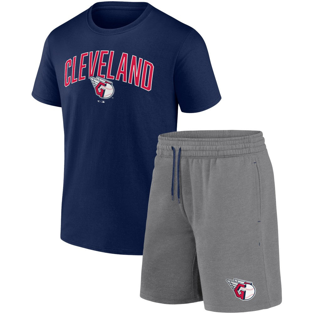 Cleveland Guardians Arch T-Shirt & Shorts Combo Set Navy/Heather Gray