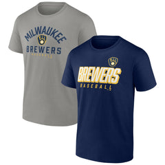 Milwaukee Brewers Player Pack T-Shirt Combo Set Navy/Gray
