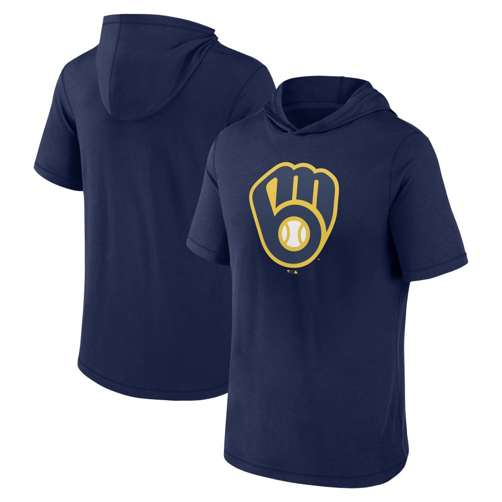 Milwaukee Brewers Short Sleeve Hoodie T-Shirt Navy