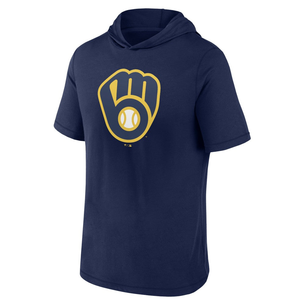 Milwaukee Brewers Short Sleeve Hoodie T-Shirt Navy