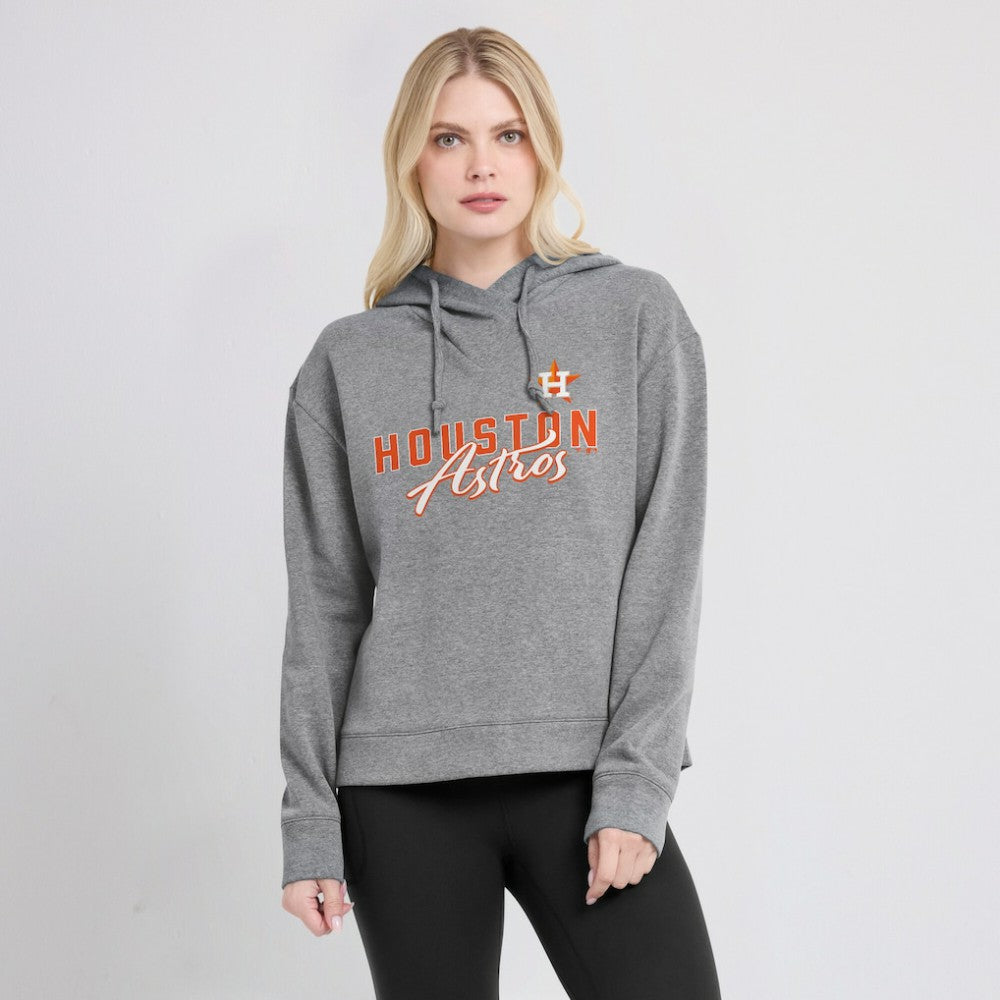 Houston Astros Women's Script Favorite Lightweight Pullover Hoodie Heather Gray