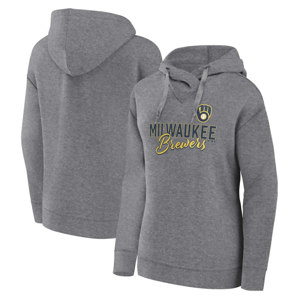 Milwaukee Brewers Women's Script Favorite Lightweight Pullover Hoodie Heather Gray
