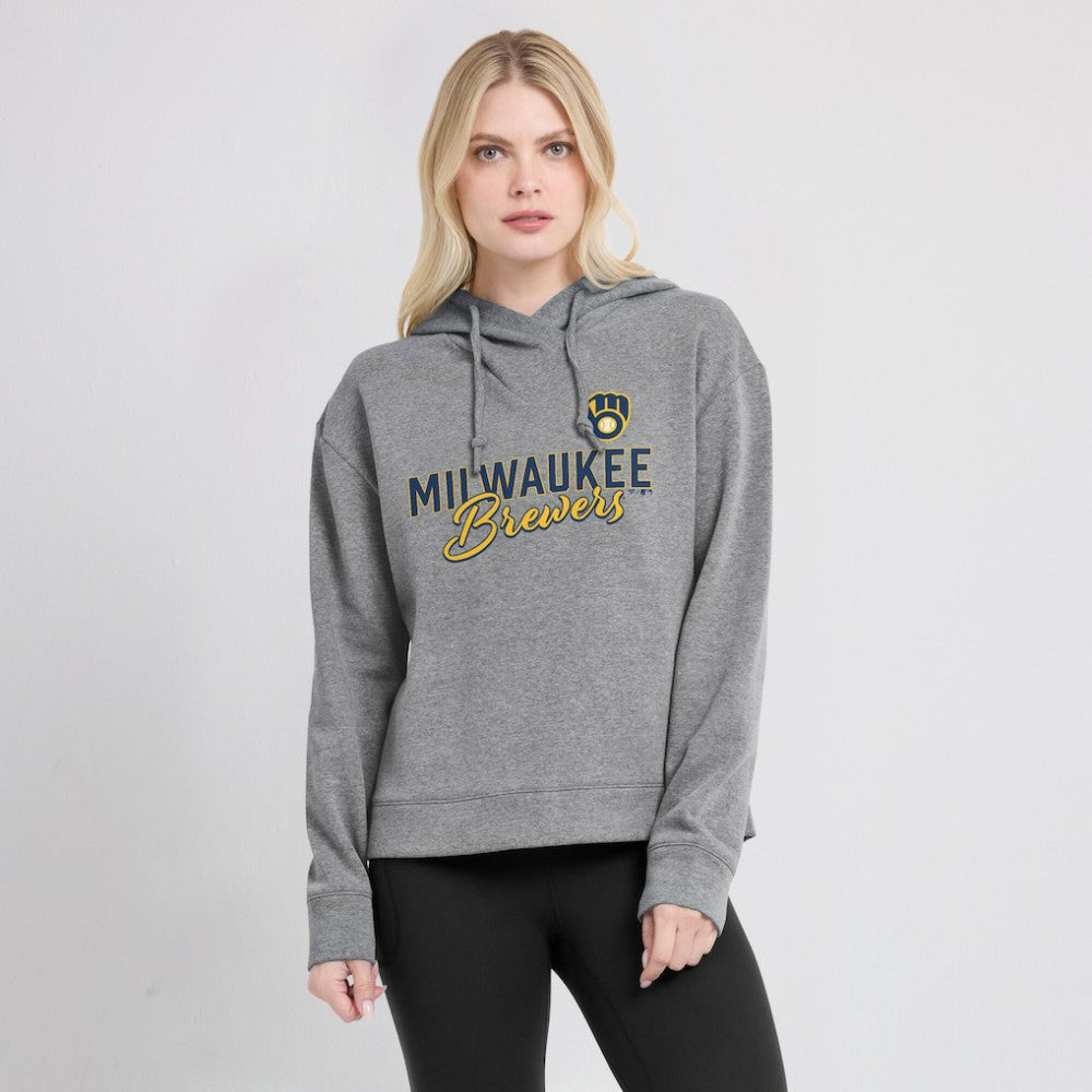 Milwaukee Brewers Women's Script Favorite Lightweight Pullover Hoodie Heather Gray