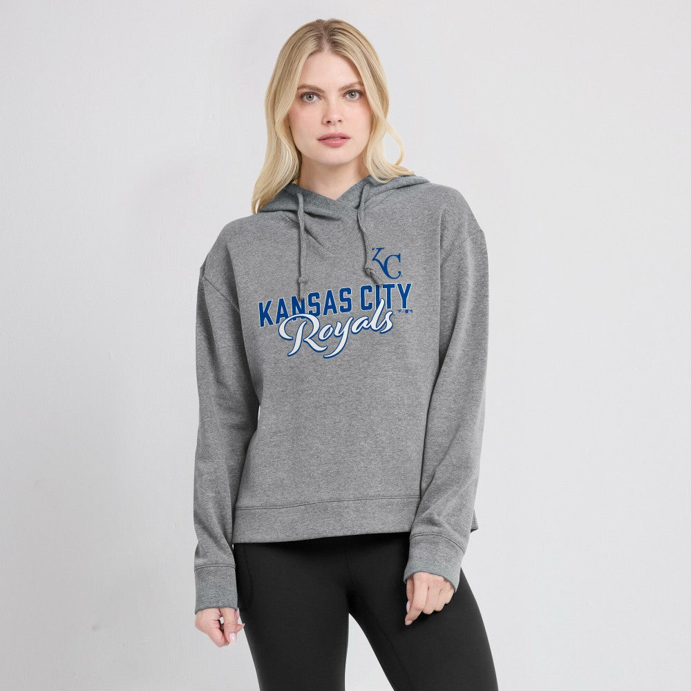 Kansas City Royals Women's Script Favorite Lightweight Pullover Hoodie Heather Gray