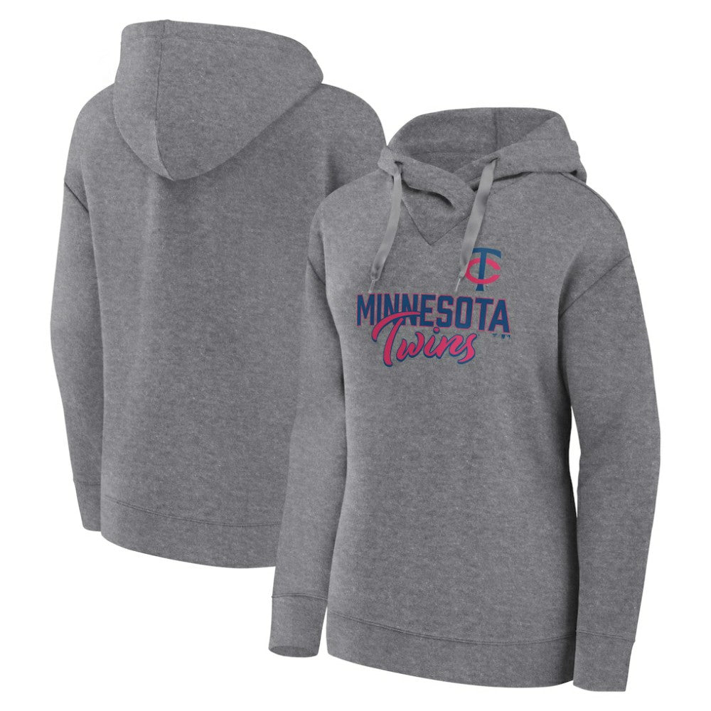 Minnesota Twins Women's Script Favorite Lightweight Pullover Hoodie Heather Gray