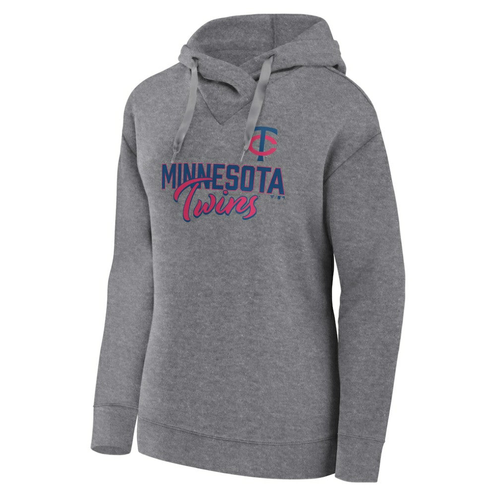 Minnesota Twins Women's Script Favorite Lightweight Pullover Hoodie Heather Gray
