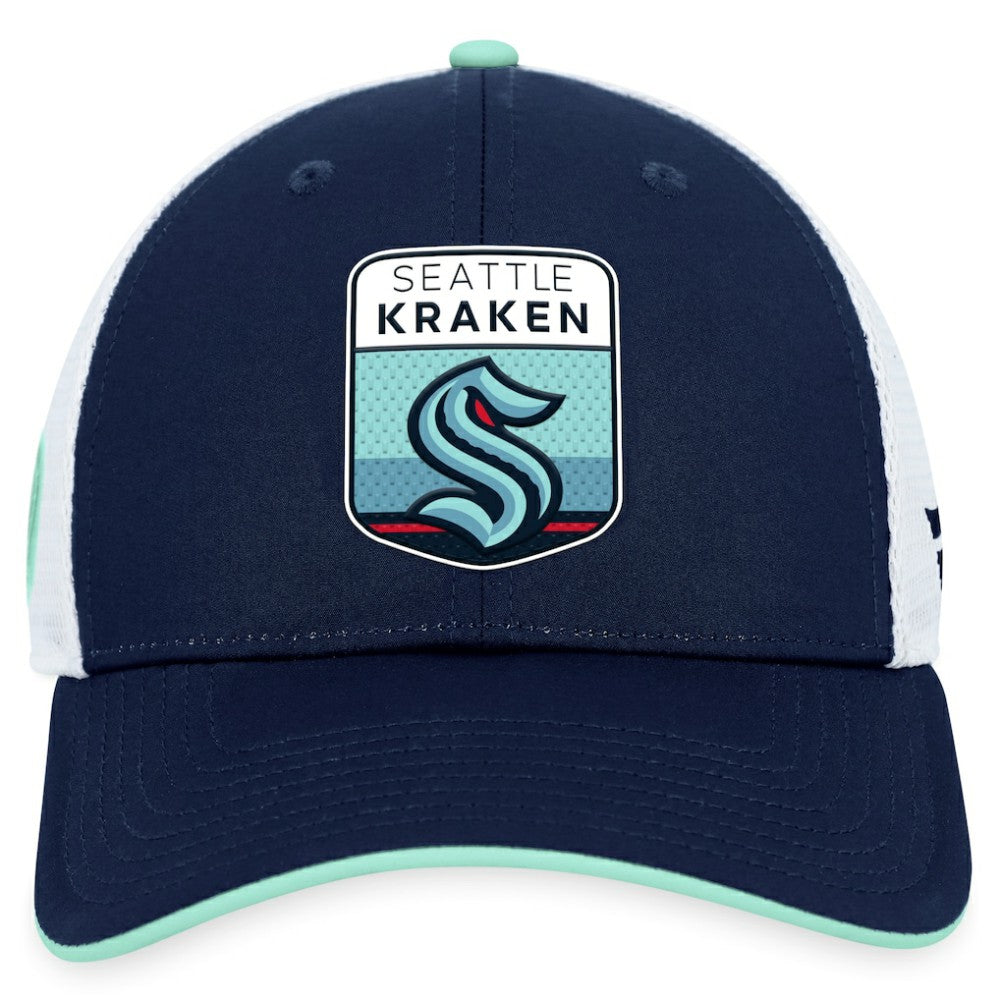 Seattle Kraken Fanatics 2023 NHL Draft On Stage Trucker Adjustable Hat - Deep Sea Blue Hats