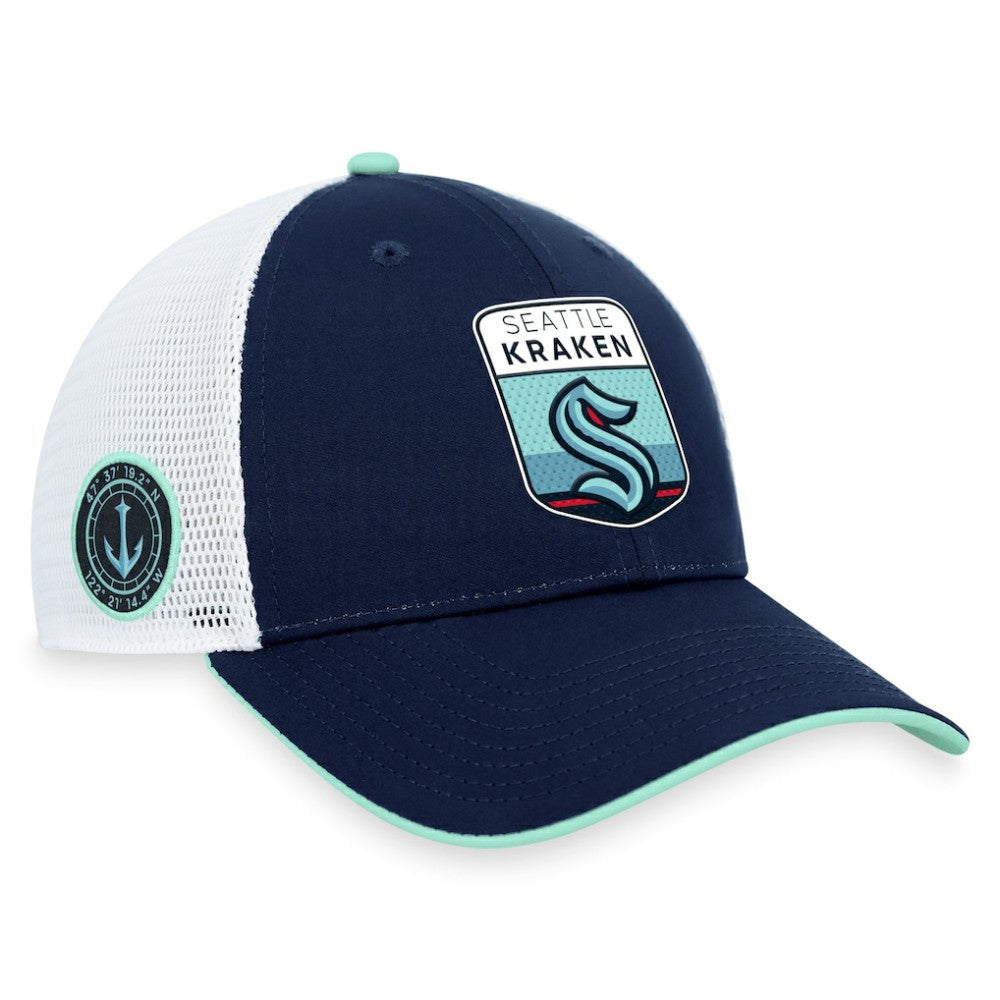 Seattle Kraken Fanatics 2023 NHL Draft On Stage Trucker Adjustable Hat - Deep Sea Blue Hats