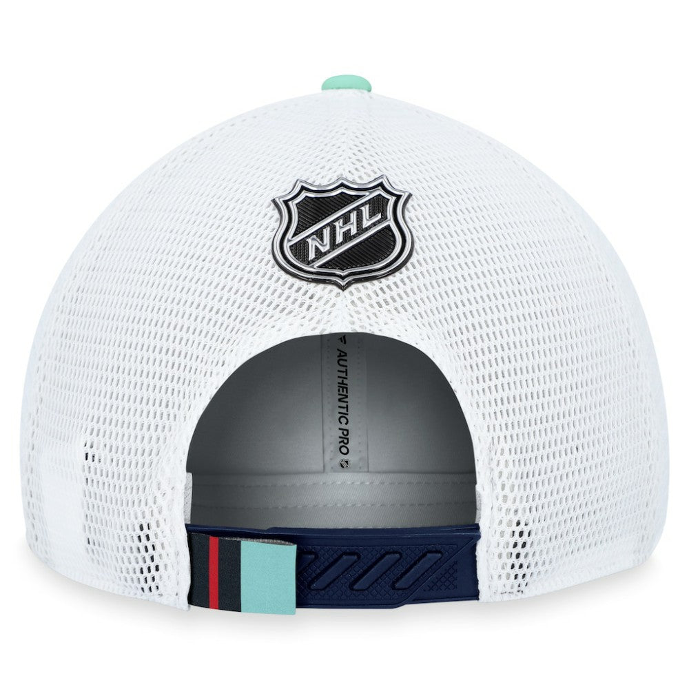 Seattle Kraken Fanatics 2023 NHL Draft On Stage Trucker Adjustable Hat - Deep Sea Blue Hats