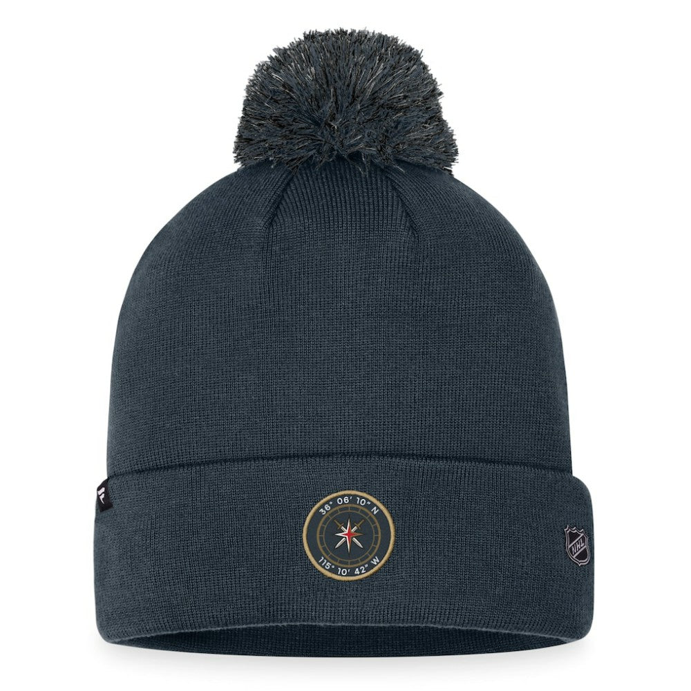 Vegas Golden Knights Fanatics 2023 NHL Draft Cuffed Knit Hat with Pom - Charcoal Hats