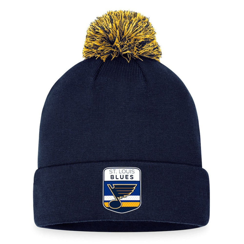 St. Louis Blues Fanatics 2023 NHL Draft Cuffed Knit Hat with Pom - Navy Hats