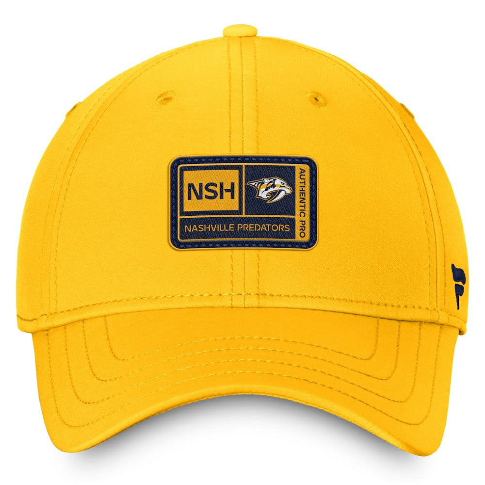 Nashville Predators Fanatics Authentic Pro Training Camp Flex Hat – Gold Hats