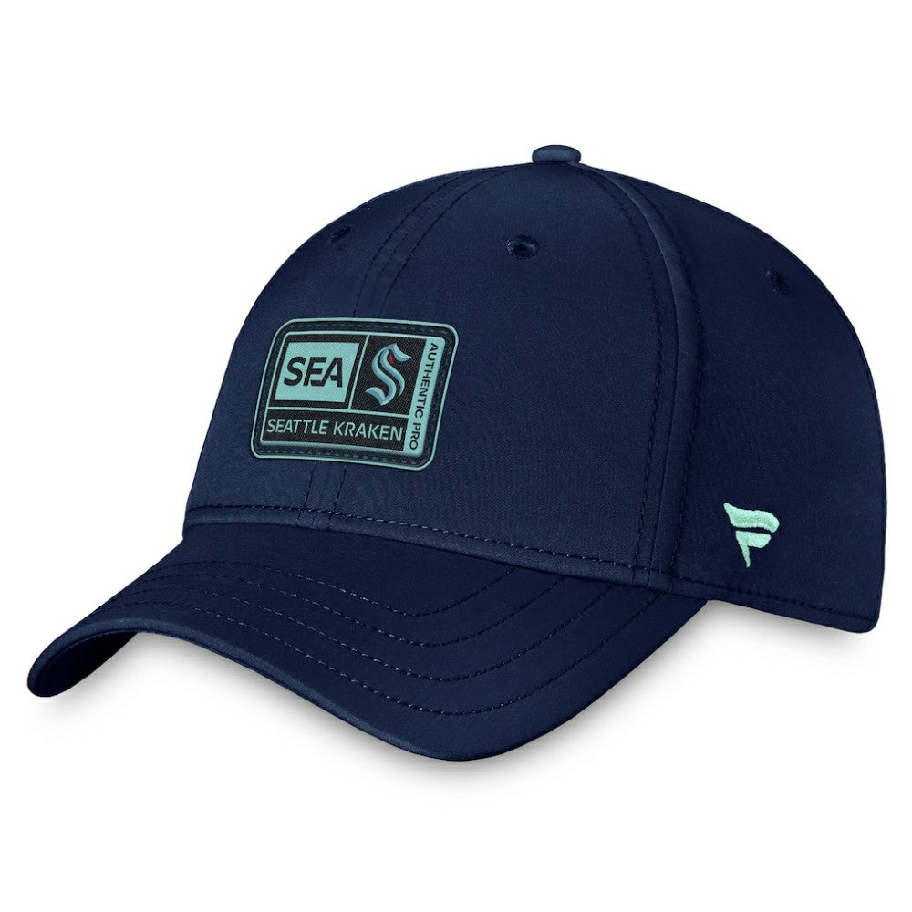 Seattle Kraken Fanatics Authentic Pro Training Camp Flex Hat – Deep Sea Blue Hats