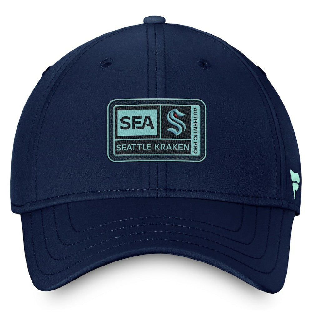 Seattle Kraken Fanatics Authentic Pro Training Camp Flex Hat – Deep Sea Blue Hats