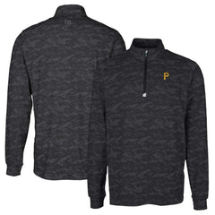 Pittsburgh Pirates Cutter & Buck Big & Tall Traverse Camo Print Stretch Quarter-Zip Pullover Top Black